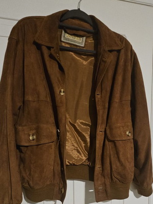 Leather suede jacket size 48 like new, brown spring