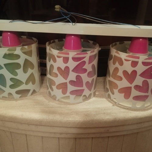 Lighting set 2 pieces modern hearts design ceiling and table lamp like new