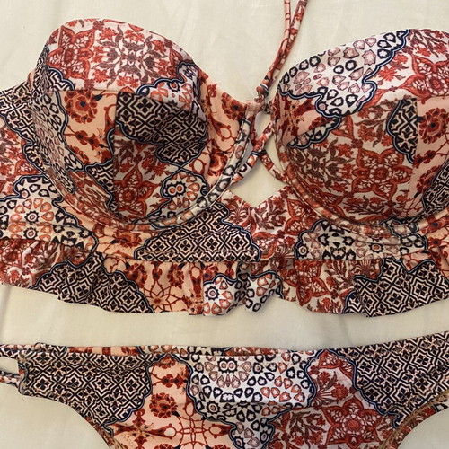 Minkpink bikini set used, large, ethnic mosaic pattern