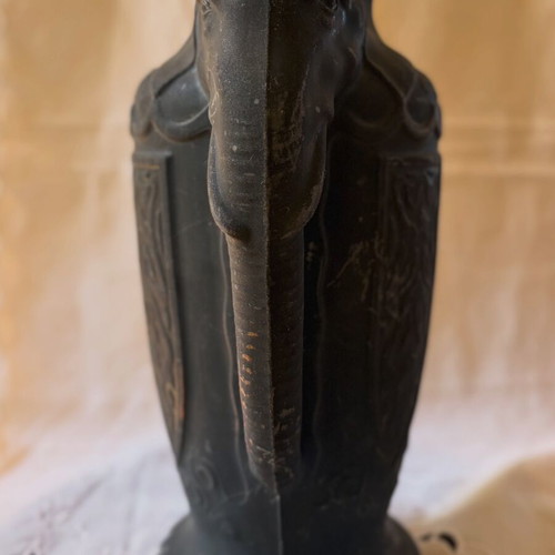 Antique German Art Nouveau Lavinite Elephant Vase used