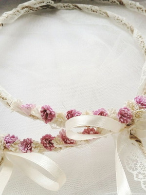 Handmade wedding crowns new with jute, lace and lilac flower decoration