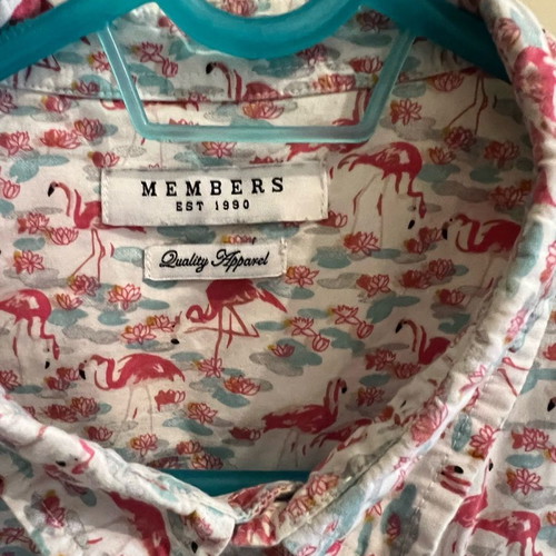 Flamingo print shirt used, pink/white, size S/M