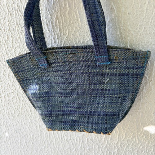 Mini straw handbag used, blue