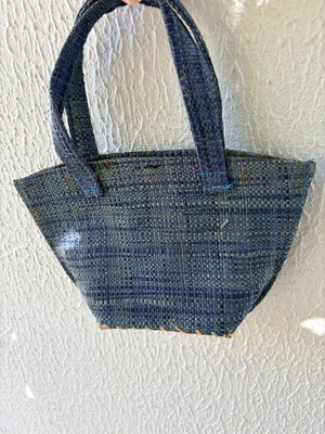 Mini straw handbag used, blue