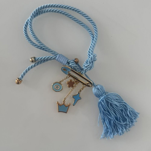 Baby Stroller or Crib Charm Blue with Eye and Crown, new