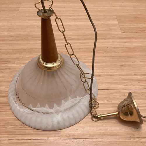 Ceiling light like new, glass and metal, 30 cm diameter