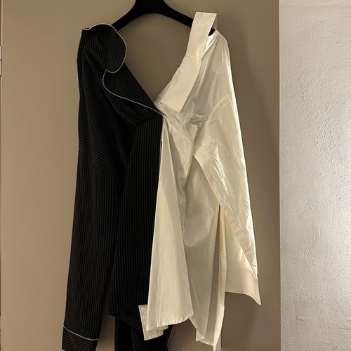 Serendipity dress like new, one size, half white half black with stripe