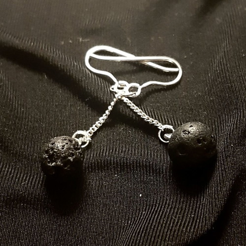 Santorini earrings silver 925 with natural lava stones new