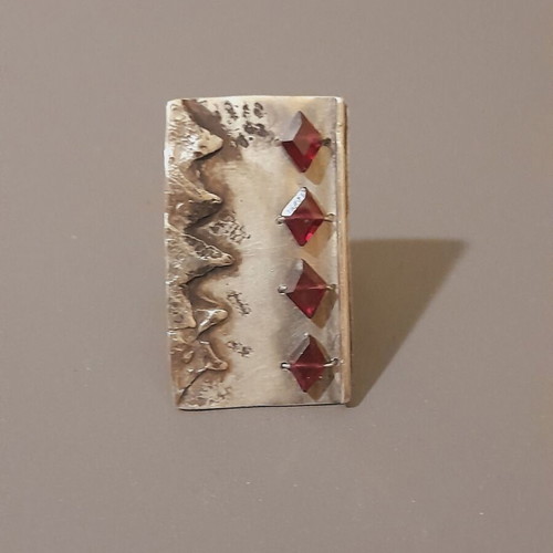 Handmade silver ring 925 with semi-precious stones and opening shank new
