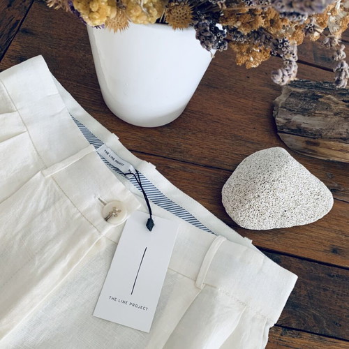 High-waisted linen pants The Line Project new, ecru, size XS