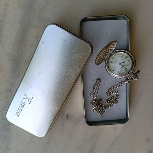 Xtreme men's pocket watch like new with chain and metal case