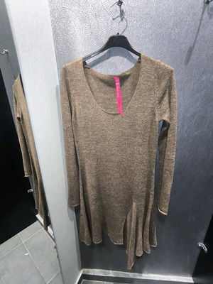 BSB Collection knitted asymmetric dress like new, size S-M, beige brown