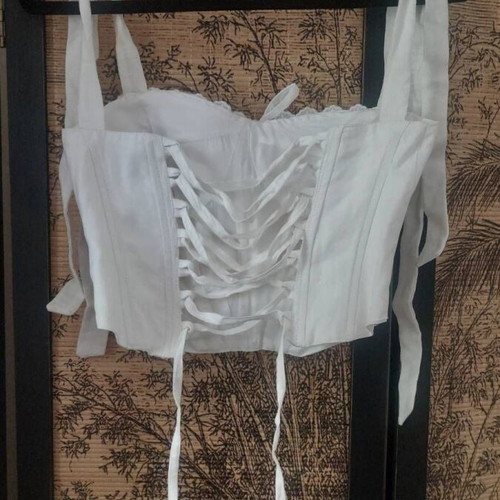 Linen corset like new, handmade, size XS-S, white
