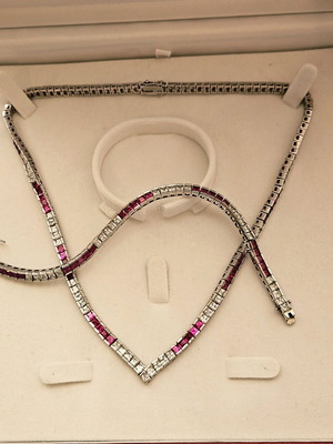 Silver Tennis Necklace and Bracelet 925 set like new with two-color zircon