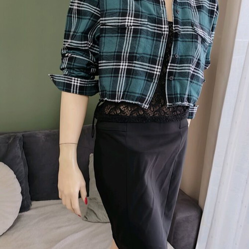 Cropped checked shirt Attrattivo like new, green, size M
