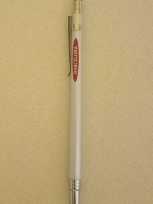 Souvenir pen from Barcelona new, satin silver metal