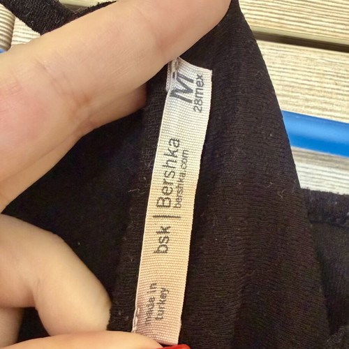 Bershka Elastic Black Soft Crop Tank Top Open Back like new