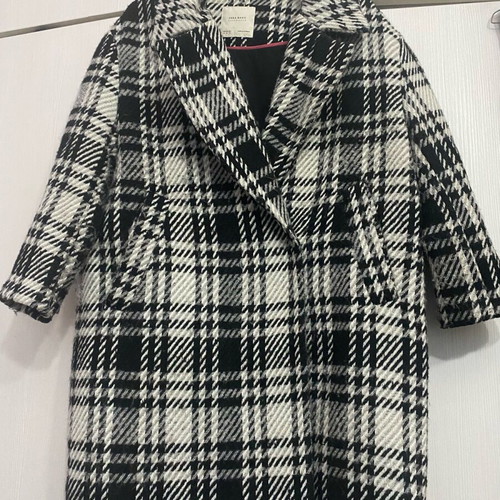 Zara women's jacket-coat used, black and white, loose fit size M