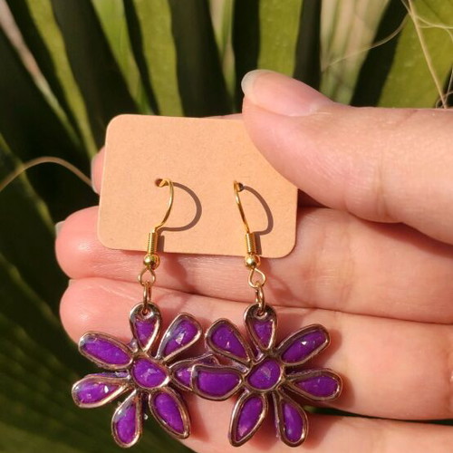 Handmade earrings new, purple and gold