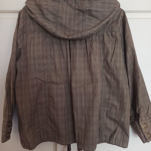 Mango lightweight jacket Large with hood and check pattern like new