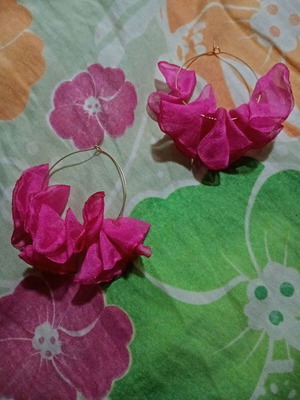 Pink Organza Women's Earrings new