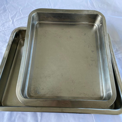 PAL oven tray used, stainless steel 41x33 cm