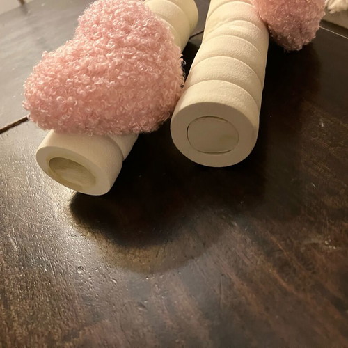 Decorative door knob cover like new, white beige with knitted heart