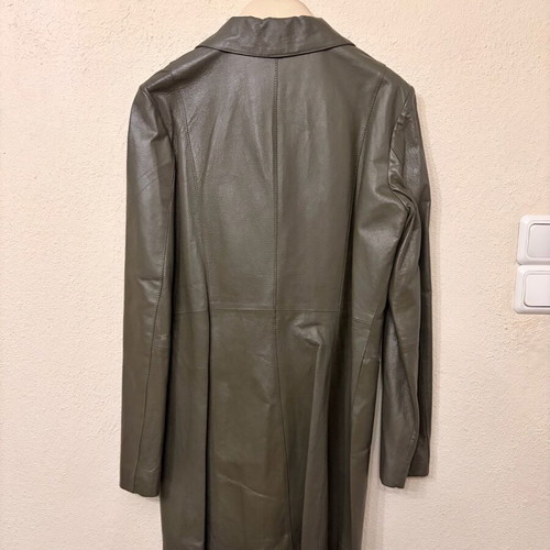 Leather women's coat khaki size M new