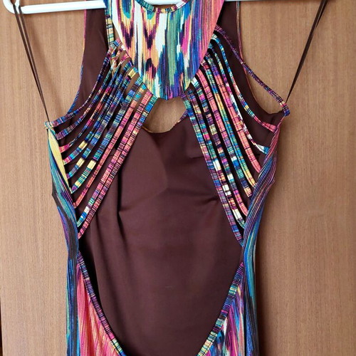 Maxi dress like new, colorful, backless, elastic, sizes S/M