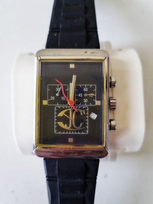 Just Cavalli chronograph watch, black dial, rubber strap