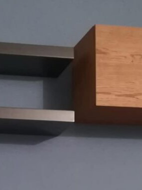 Wall cabinet oak with 2 lacquered anthracite shelves like new