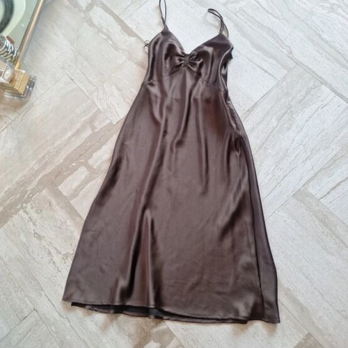 Zara dress with adjustable straps satin, new, brown