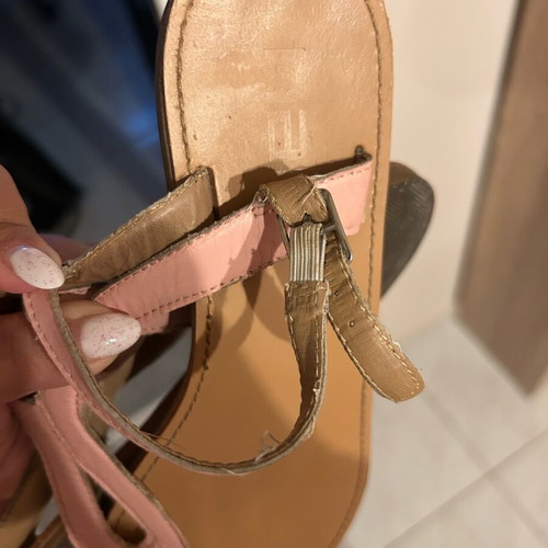 Nak Shoes pink sandals used size 38 with T-bar and adjustable strap