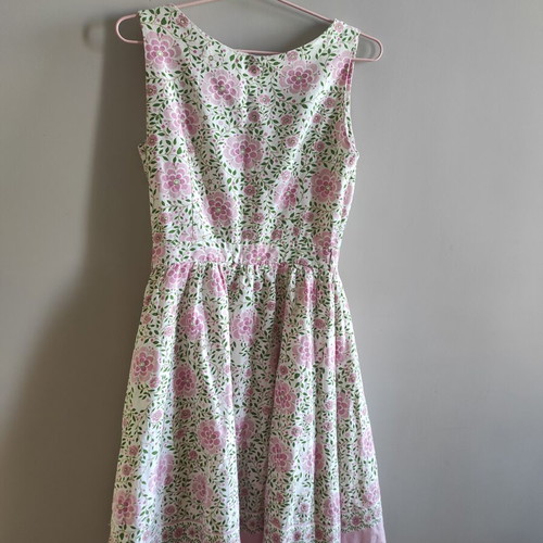 Dress with petticoat, like new, pink cotton and linen