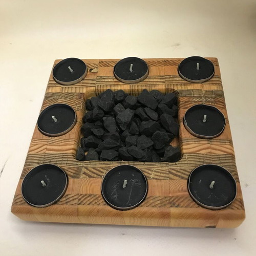 Handmade wooden tealight holder from pine new, decorative candle accessory