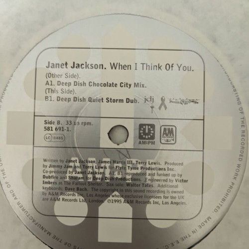 Janet Jackson When I Think Of You 12" vinyl, Deep Dish / Heller & Farley mixes