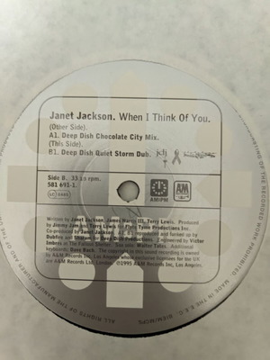Janet Jackson When I Think Of You 12" vinyl, Deep Dish / Heller & Farley mixes