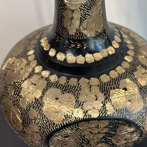 Vintage wine pitcher handmade carved gilded new