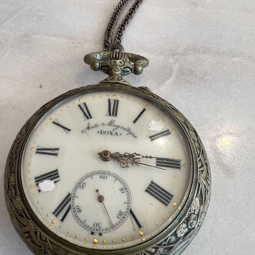 Doxa vintage antique pocket watch used, hunting party 1906