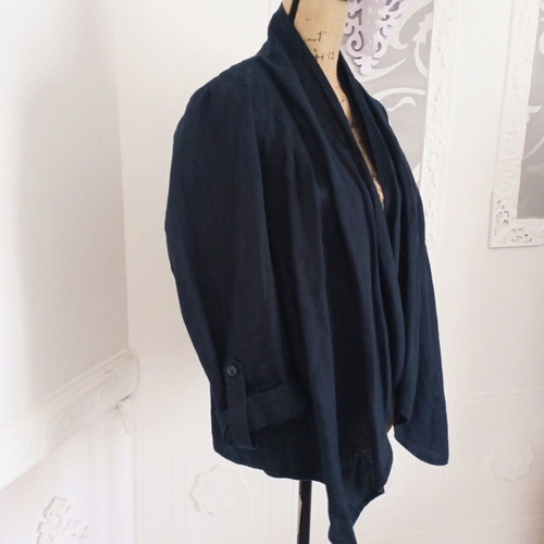 Linen blazer, navy blue, lightweight jacket
