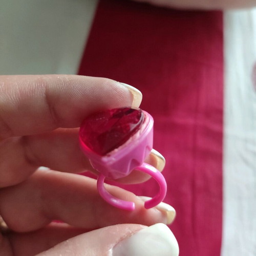Children's heart ring used, pink, plastic