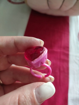 Children's heart ring used, pink, plastic