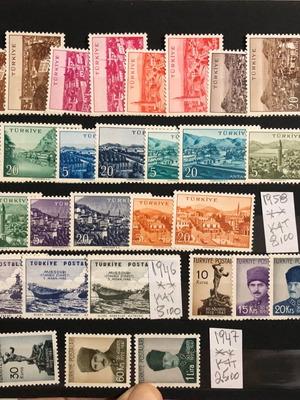 Συλλογή γραμματοσήμων Τουρκίας καινούργια, 5 σειρές κομπλέ