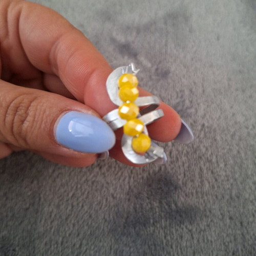 Handmade ring new with crystals and adjustable aluminum base yellow