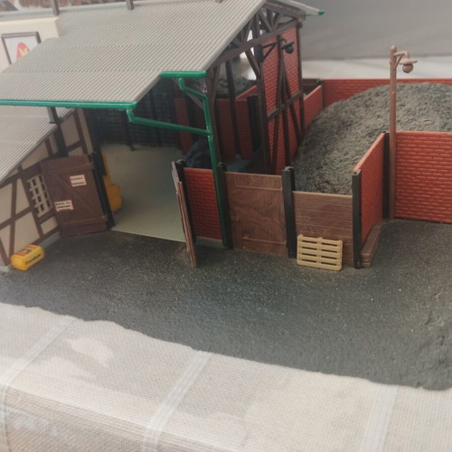HO scale buildings set, substation, coal storage, 2 shops