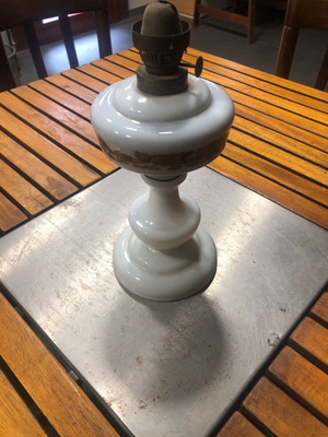 Antique petroleum lamp 130 years porcelain gold leaf