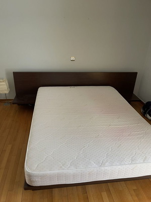 Double bed with mattress and built-in nightstands with 2 large drawers