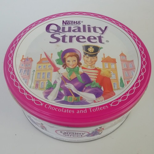Nestle Quality Street metal tin used, round