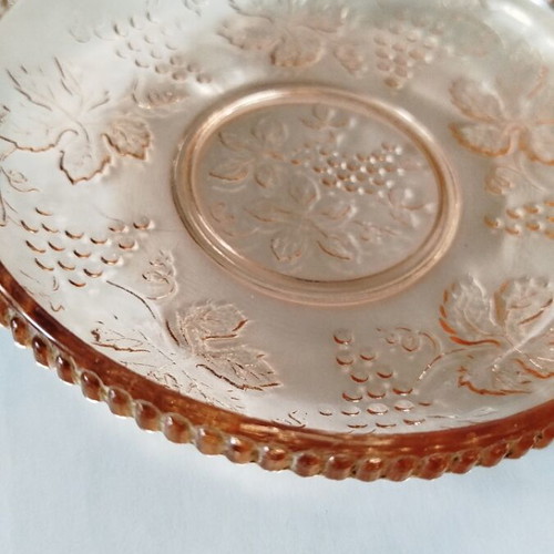 Walther Rüdesheim Depression Glass Pink Vintage Glass Plate Like New