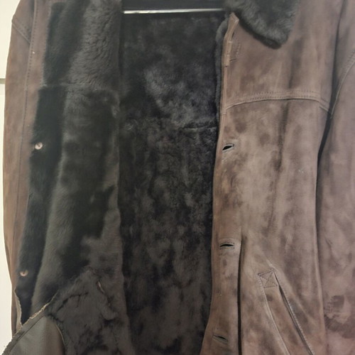 Vintage shearling jacket unisex large, like new, brown suede leather